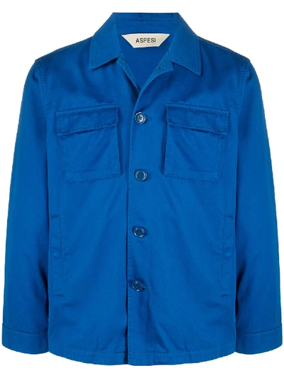 Aspesi Long-sleeved Shirt Jacket In Blue