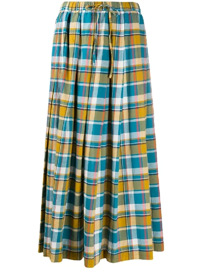 Aspesi Checked Skirt In Blue And Yellow In Multicolour