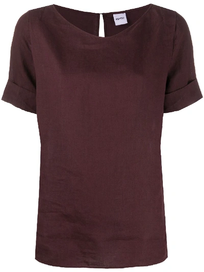 Aspesi Short-sleeved Linen Top In Purple