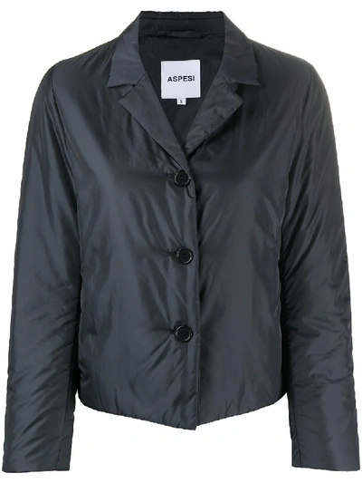 Aspesi Notched-lapel Technical Blazer In Blue