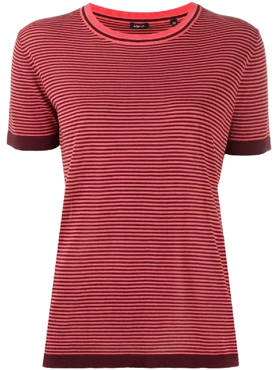 Aspesi Short Sleeved Striped Knitted Top In Pink