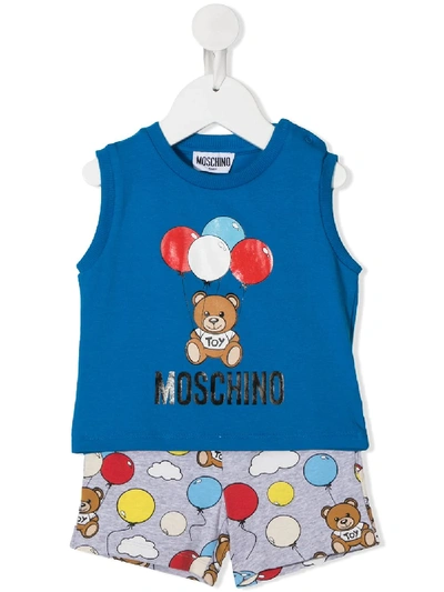Moschino Babies' Ballon Bear Print Tracksuit In Blue