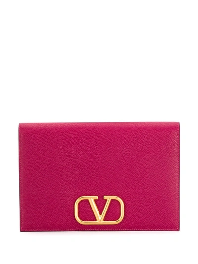 Valentino Garavani Vlogo Pebbled Clutch In Pink