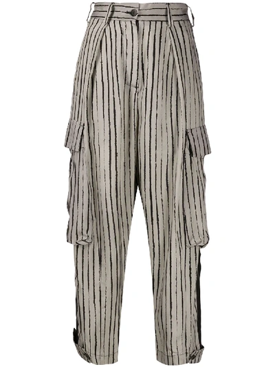 Masnada Tapered Stripe Trousers In Grey