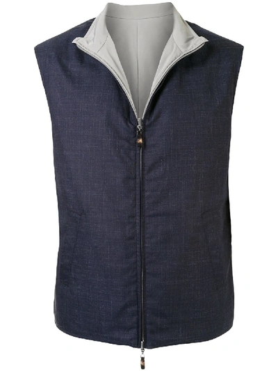 Colombo Two-tone Reversible Waistcoat In Blue