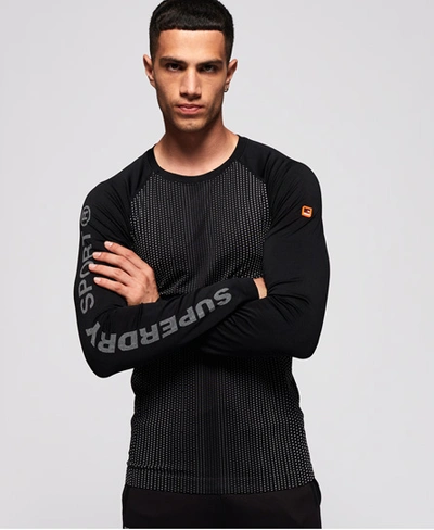 Superdry Sports Athletic Raglan Long Sleeve T-shirt In Dark Grey
