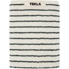 TEKLA TEKLA OFF-WHITE AND GREEN ORGANIC STRIPED HAND TOWEL
