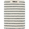 TEKLA TEKLA OFF-WHITE AND GREEN STRIPED ORGANIC HAND TOWEL