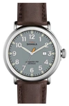 Shinola Runwell Leather Strap Watch, 47mm In Brown