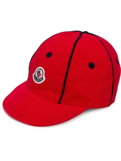 Moncler Kids' Logo Patch Cap In Red