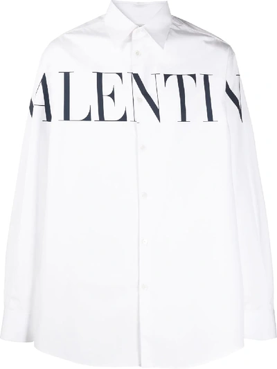 Valentino Oversized Logo-print Cotton Shirt In White