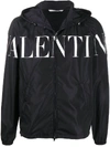 Valentino Black Logo-print Hooded Shell Jacket In Black