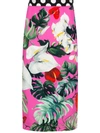 DOLCE & GABBANA LEAF-PRINT SILK-BLEND PENCIL SKIRT