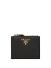 Prada Logo-plaque Compact Wallet In Black