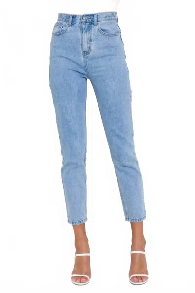 2.7 August Apparel Back Slit Jeans In Denim In Blue