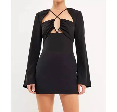 2.7 August Apparel Crossover Straps Fitted Mini Dress In Black
