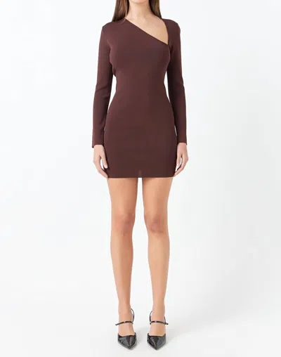 2.7 August Apparel Cut Out Mini Dress In Brown
