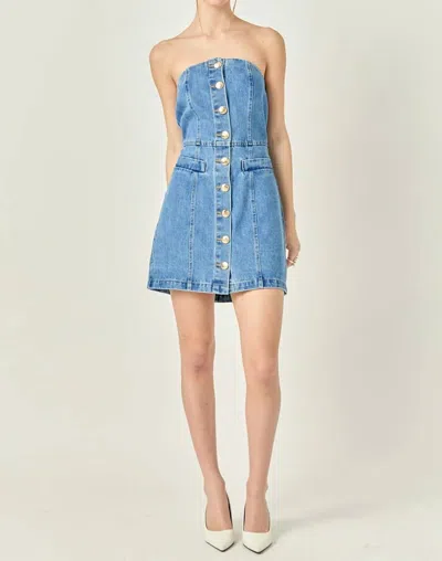2.7 August Apparel Dani Denim Mini Dress In Blue