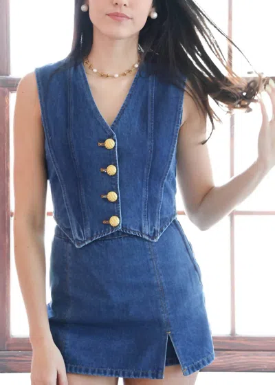 2.7 August Apparel Denim Skort In Dark Wash