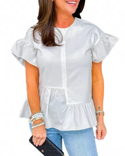 2.7 August Apparel Drop Shoulder Mixed Media Top In White