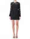 2.7 August Apparel Eyelet Structured Mini Dress In Black In Black