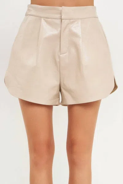 2.7 August Apparel Faux Leather Shorts In Taupe In Brown
