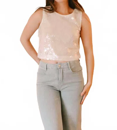 2.7 August Apparel Finding Seashells Sequin Top In Nude In Neutral