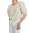 2.7 August Apparel Fuzzy Feather Top In Cream In Neutral