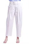 2.7 August Apparel High Waist Belted Wide Leg Pants In White In White
