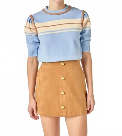 2.7 August Apparel Jessica Sweater Top In Blue