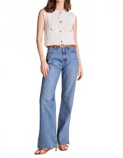 2.7 August Apparel Julia Fringe Knit Top In Off White In Multi