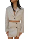 2.7 August Apparel Julia Cropped Blazer In Beige In Brown
