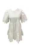 2.7 August Apparel Keeping Up Mini Dress In White In Beige