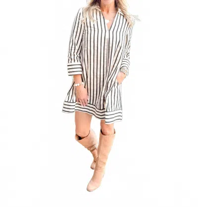 2.7 August Apparel Kitsie Stripe Dress In Cream & Black In Multi