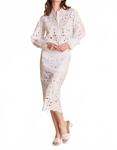 2.7 August Apparel Lace Midi Skirt In Ivory In Neutral