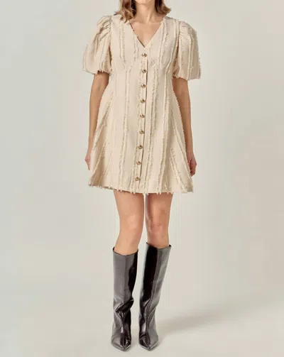 2.7 August Apparel Lindsey Button Up Mini Dress In Beige In Neutral