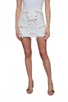 2.7 August Apparel Minnie Bow Detail Mini Skirt In Ivory In White