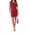 2.7 August Apparel Off The Side Mini Dress In Maroon In Red