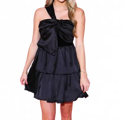 2.7 August Apparel One Shoulder Satin Mini Dress In Black