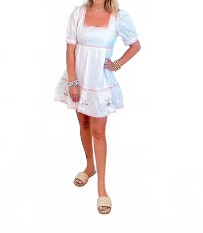 2.7 August Apparel Pretty Pink Mini Dress In White