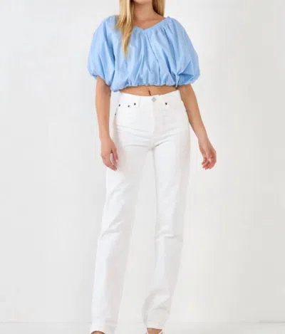 2.7 August Apparel Puff Sleeves Blouse In Powder Blue