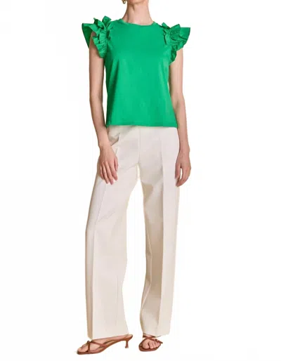 2.7 August Apparel Sammie Ruffle Top In Green