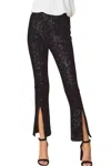 2.7 August Apparel Sequins Front Slit Pants In Black In Black