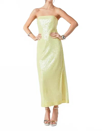 2.7 August Apparel Strapless Sequin Maxi Dress In Yellow In Green