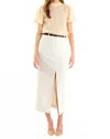 2.7 August Apparel Textured Mock Neck Top In Ivory In White