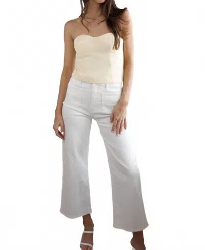 2.7 August Apparel Tweed Strapless Top In Butter In Neutral