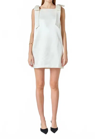 2.7 August Apparel Women's Satin Bow Mini Dress In Ivory In White