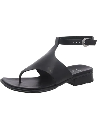 27 Edit Beck Womens Leather Thong Block Heel In Black