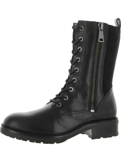 27 Edit Camille Womens Leather Mid-calf Combat & Lace-up Boots In Black