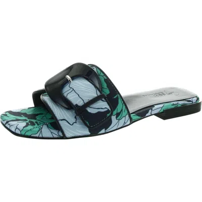 27 Edit Naomi 2 Womens Floral Print Woven Slide Sandals In Blue